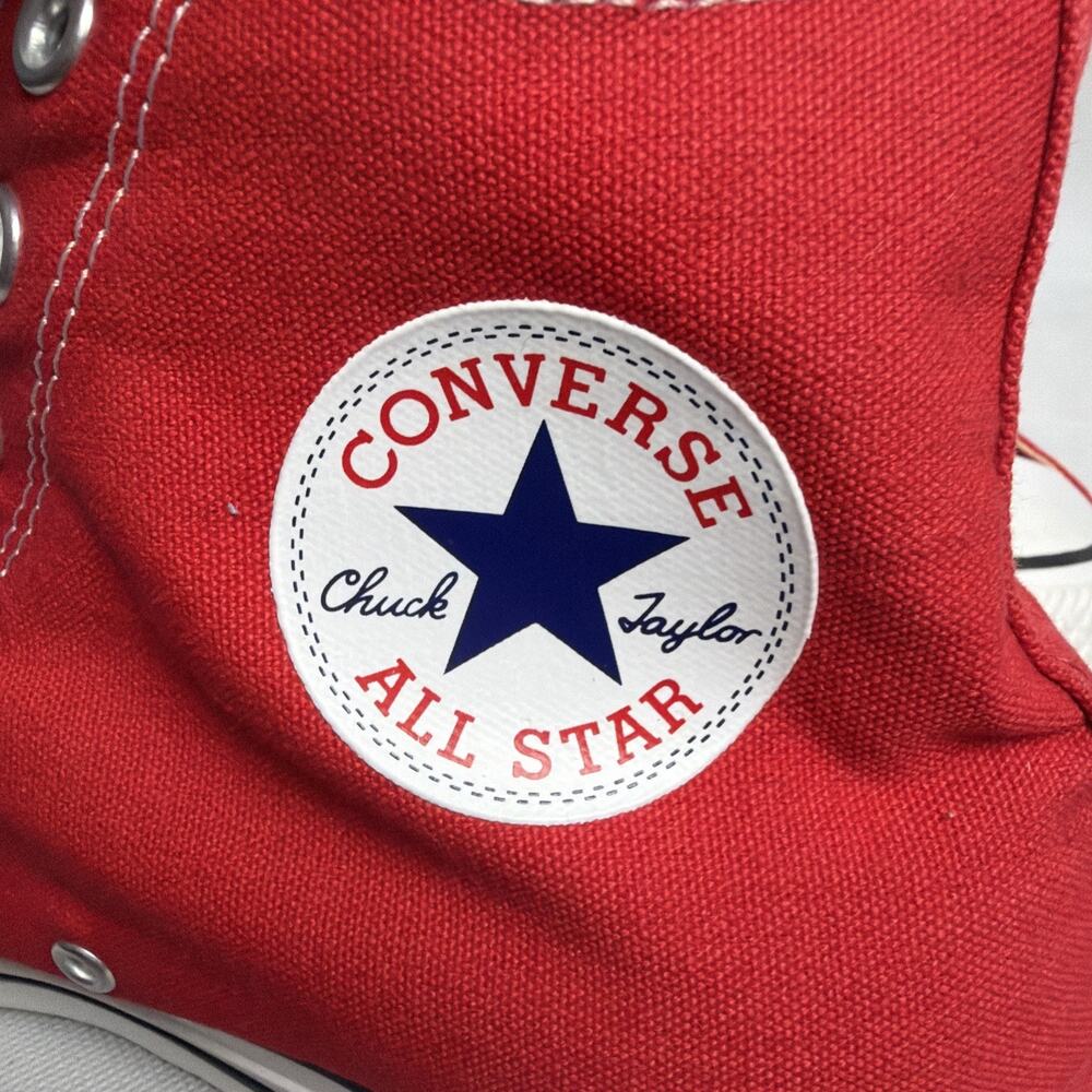 Converse Chuck Taylor All Star High Top Red Canvas Sneakers Size 12 - Picture 7 of 11